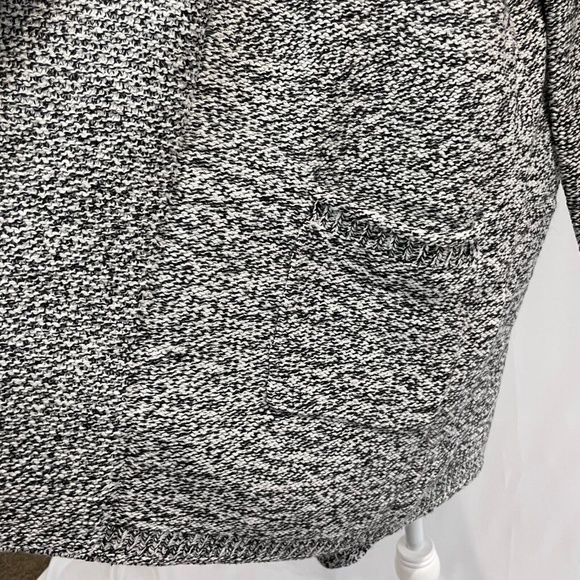New Caslon Marled Knit Draped Open Front Cardigan Sweater Black White Size Small - Picture 9 of 16
